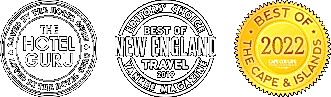 Loved by HotelGuru, Best of New England Travel 2019 Yankee Magazine, Best of Cape & Islands 2022