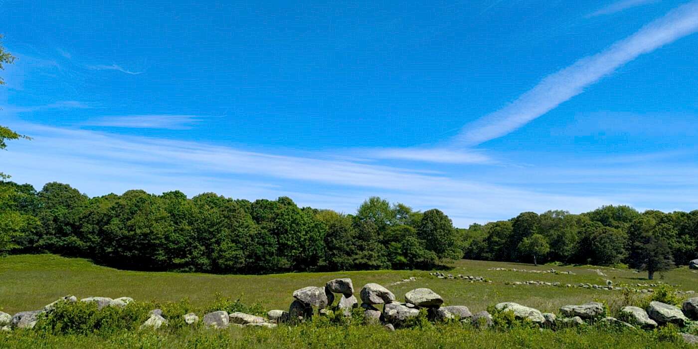 View of Pasture and Stone Wall at Waskosim's Rock Preserve