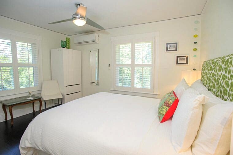 Lux Room at Nobnocket showing bed and armoir